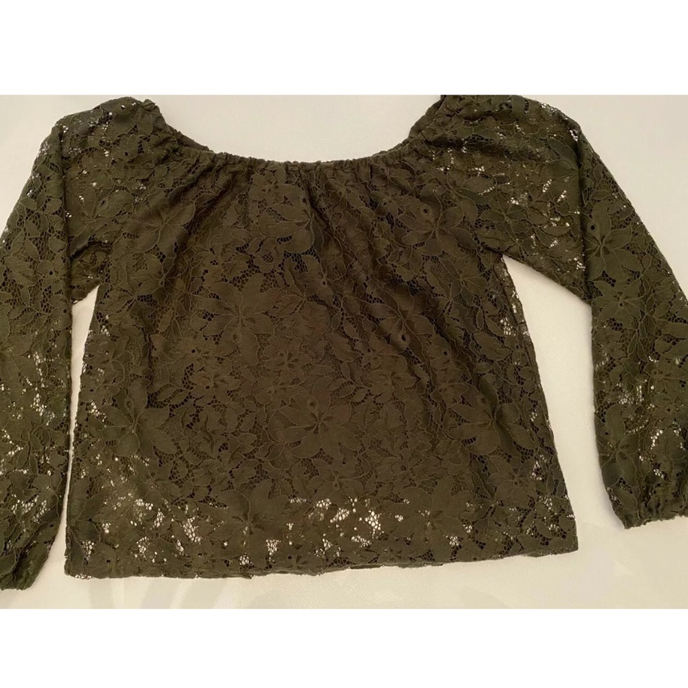 Hollister Lace Green Off The Shoulder Top Sz Small